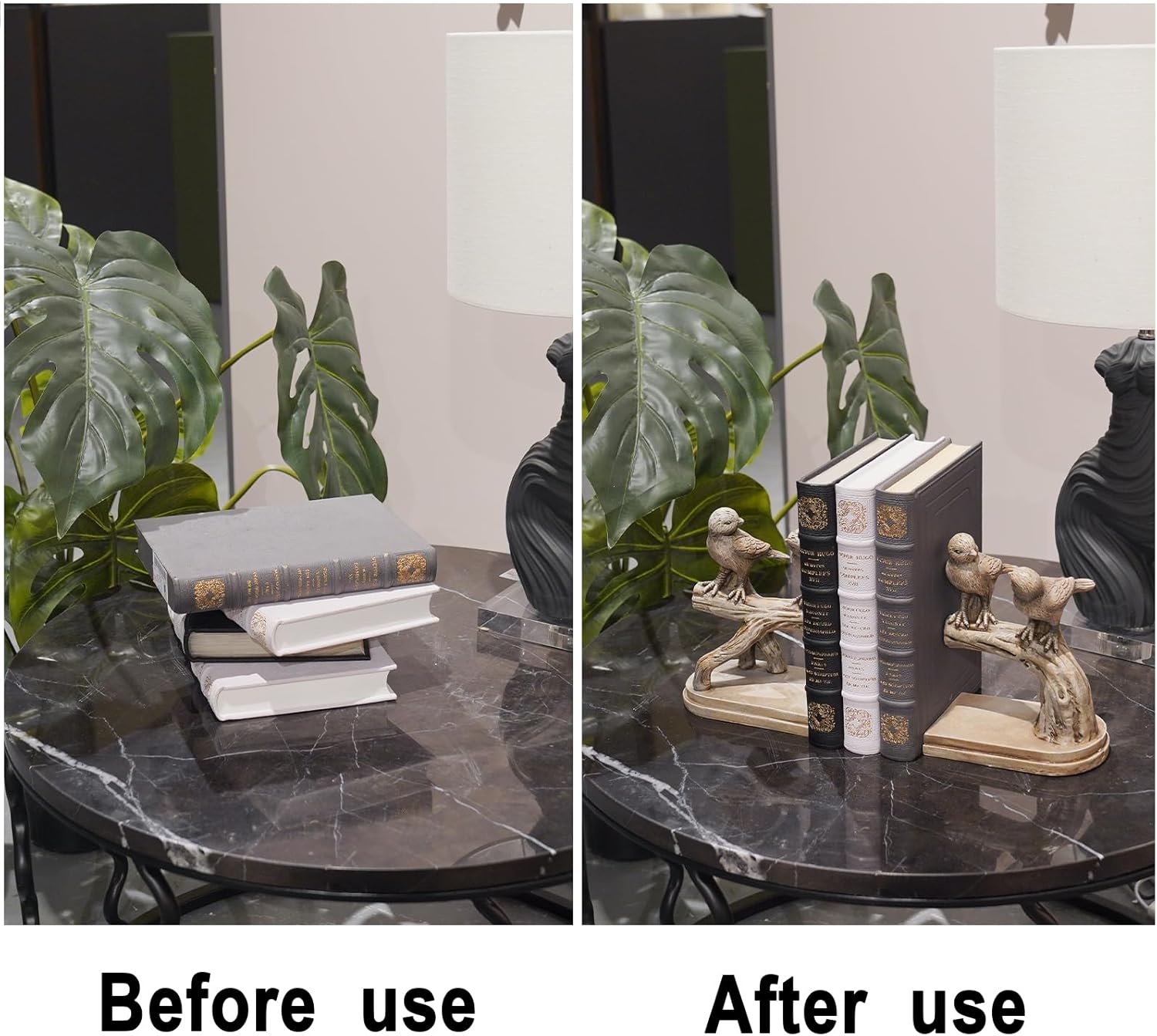 Decorative-Bookends Birds Book-Ends Heavy Duty - Unique Book Ends to Hold Books Heavy Duty Antique Book Stoppers for Shelf Office Desk Books Stand Organizer 2.3 LBS 4.75 * 4 * 6 in Newman House Studio