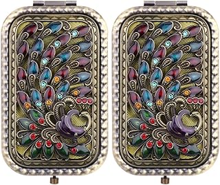 Beaupretty Mini espejo de bolsillo antiguo, d...