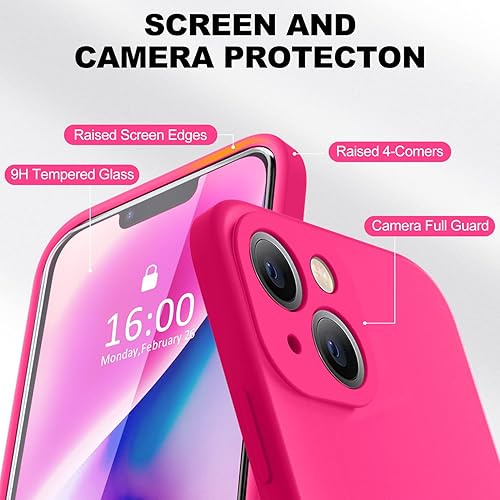 Miniatura 402 de BossKiss Funda compatible con iPhone 14 Pro, silicona mejorada [protección de cámara] [2 protectores de pantalla 9H], forro interior de microfibra