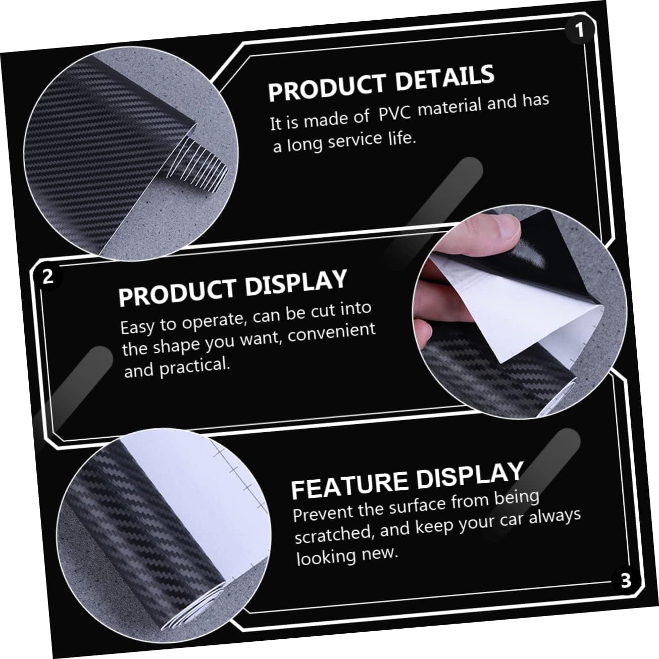 Paint Protection Film for Cars Carbon Fiber Sticker Car Interior Decor Film Vinyl Wrap Tint Black