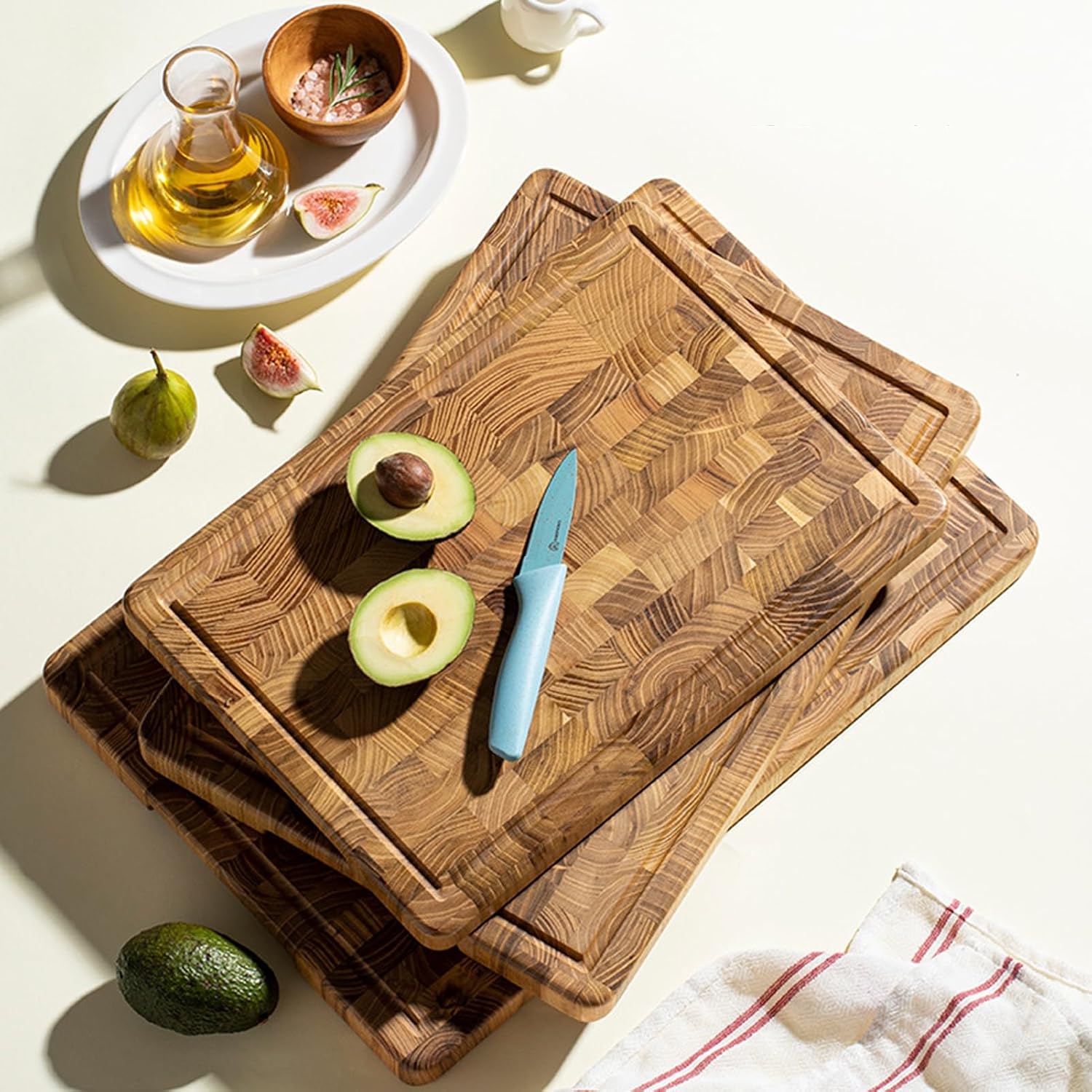 Cutting Boards For Kitchen Teakwood Chopping Board With Juice Groove & Handles Butcher Block Serving Tray For Cheese, Vegetables, Fruits(14.2 x 9.8 x 0.9in)