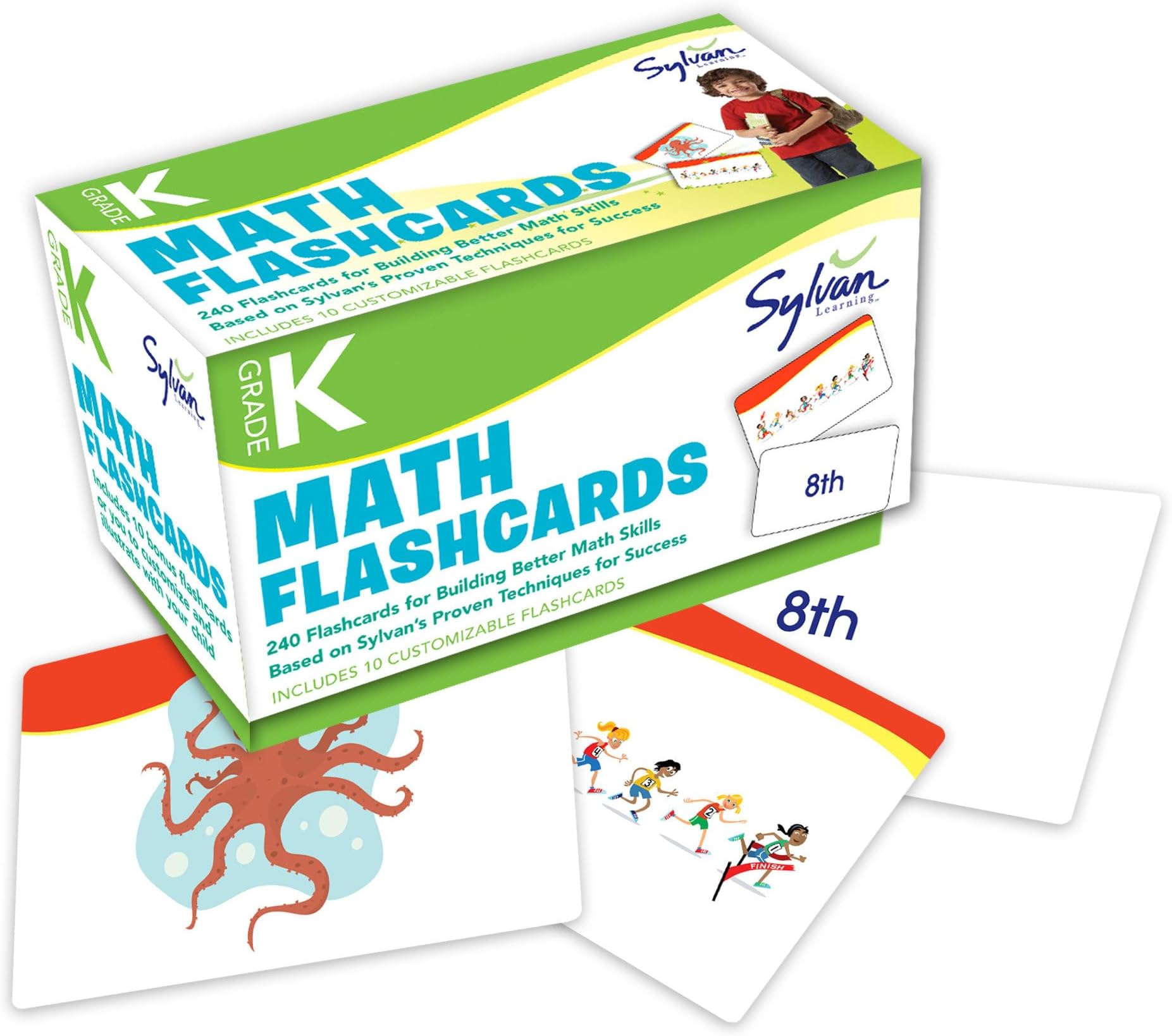 Kindergarten Math Flashcards: 240 Flashcards for Building Better Math Skills (Number 1-20, Ordinal Numbers, Number Patterns, Comparing & Classifying, Geometry, Location, Size)