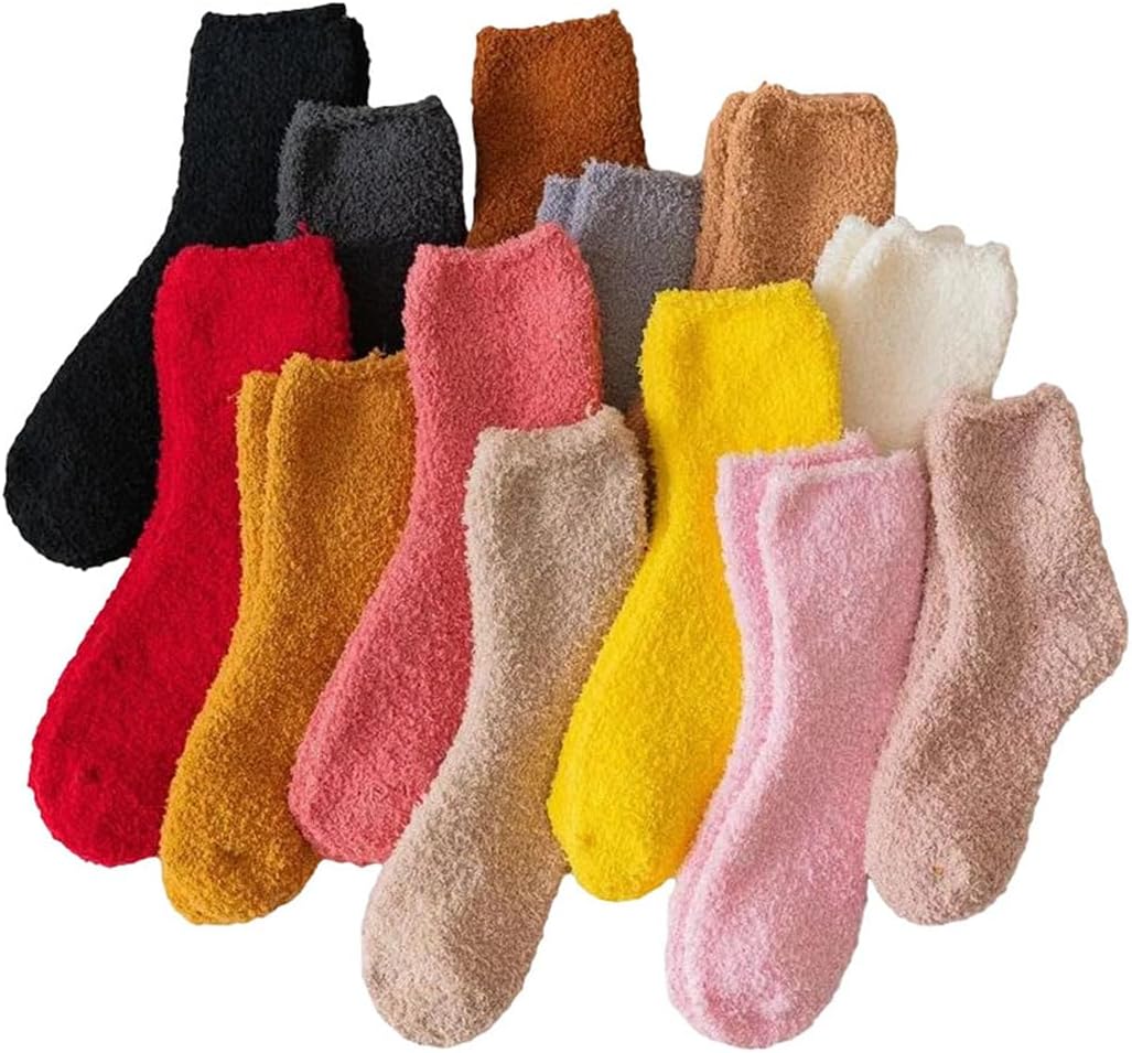 10 Pairs Women Solid Socks Thick Warm Mid Tube Casual Comfortable Floor Fashion Hosiery