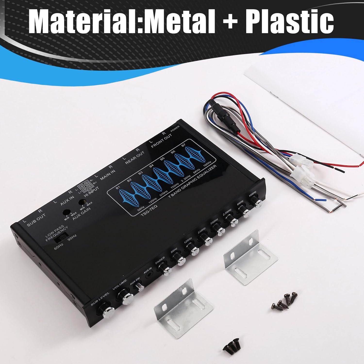 7 Band Car Equalizer Audio EQ Tuning Crossover Amplifier Parametric Car Preamplifier Audio Equalizer +-12dB