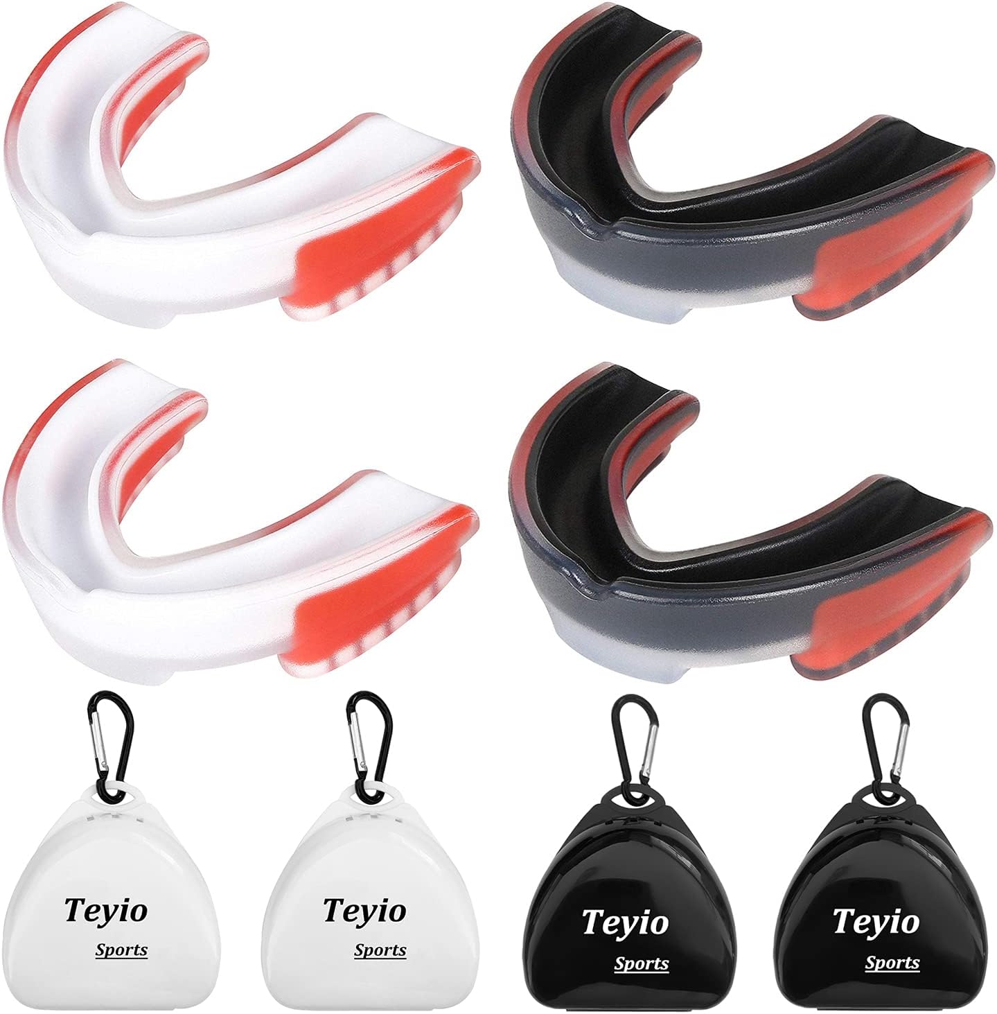 Football Mouth Guard 4 Pack Adults and Youth Mouthpiece with Mouthguards Case for Boxing, Flag Football, MMA, Lacrosse, Hockey, Basketball, Food Grade Material Mouth Pieces : Sports & Outdoors