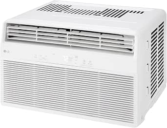 LG 8,000 BTU Window Air Conditioner with Dehumidifier, 115V, for Medium Rooms up to 350 sq ft, Remote Control, 3 Speeds, Auto-Restart, 24-Hour Timer