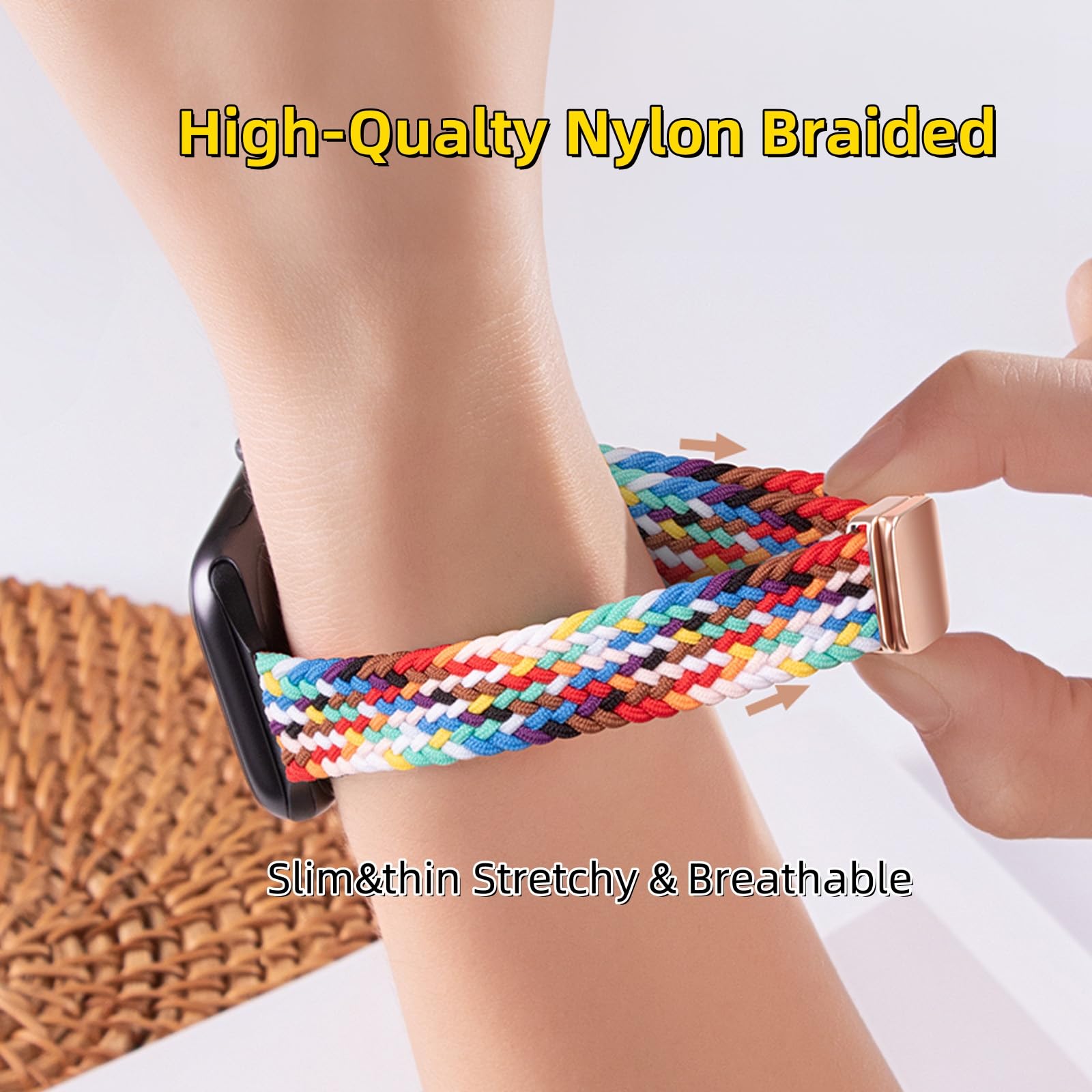 Bracelet de sport fin en nylon tressé compatible avec les bracelets Apple Watch 42 mm, 41 mm, 40 mm, 38 mm, 40 mm, 44 mm, 45 mm, 46 mm, bracelet de sport en nylon souple