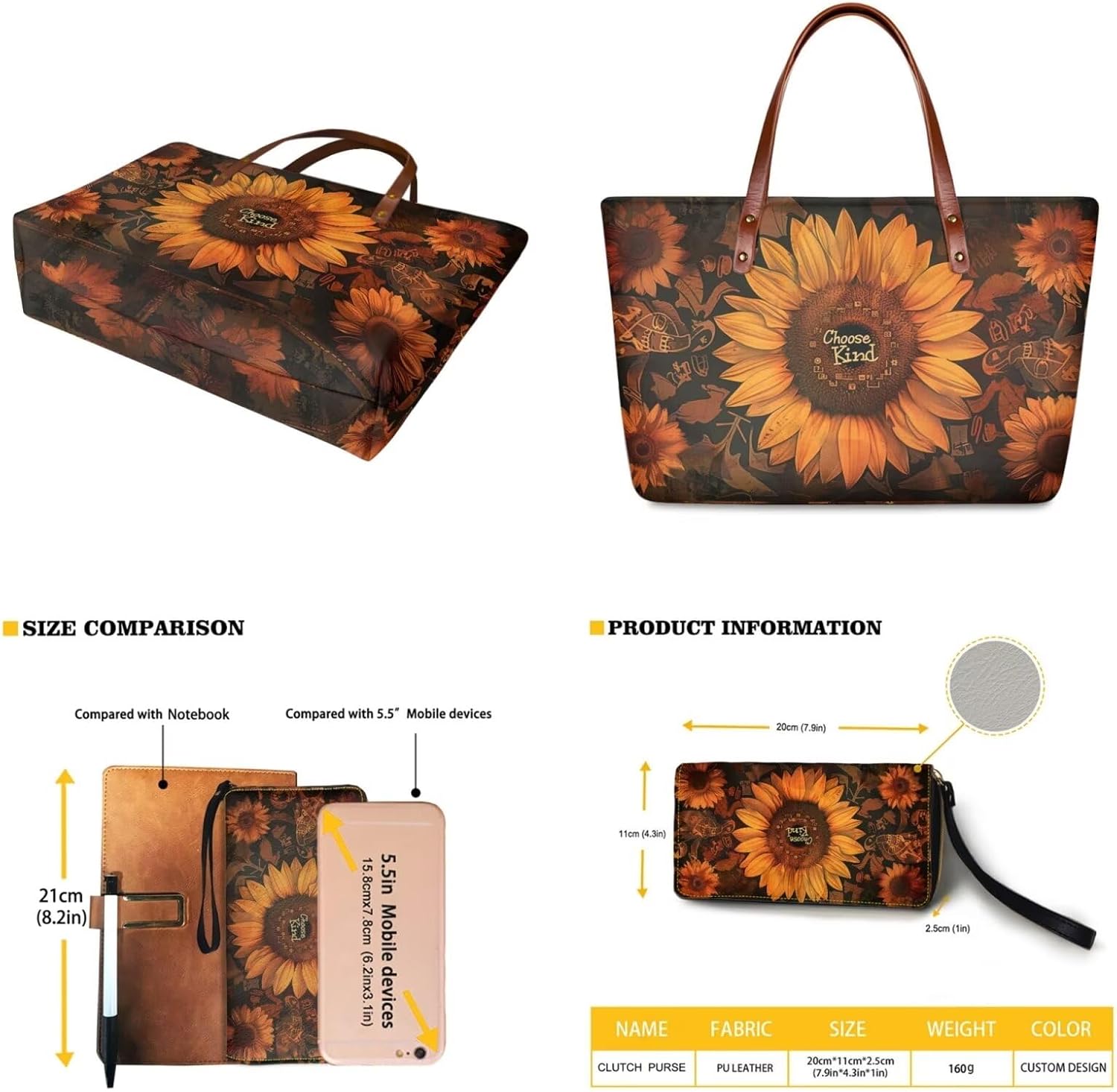 Purse and Wallet Set Large Shoulder Satchel Purse Tote Handbags with PU Wallet for Party Work Shopping Travel - Image 3