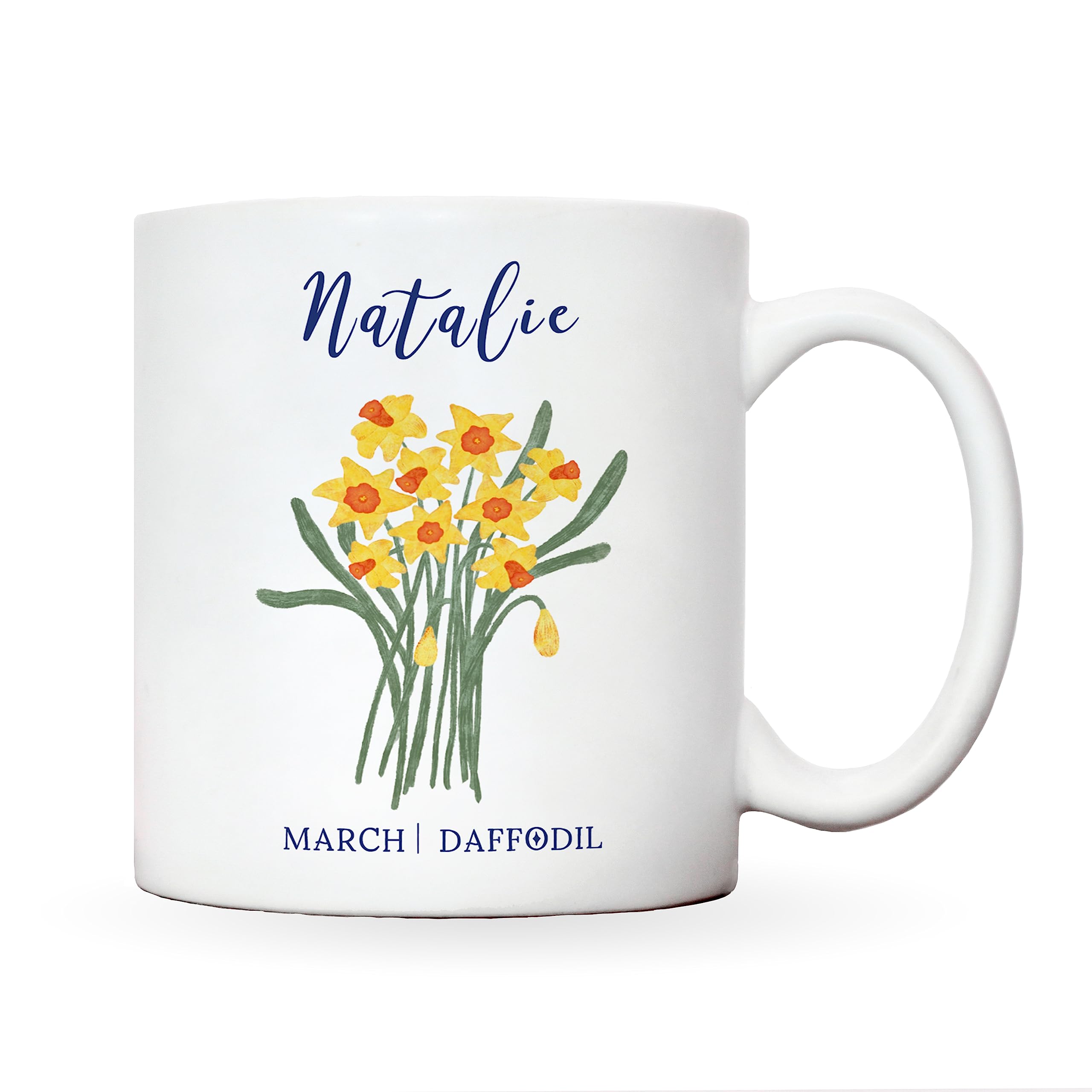 Manta Makes Birth flower personalised mug or coaster | personalized mug with birth month flower | birthday gift for her birth flower gift custom mug (March, Mug)
