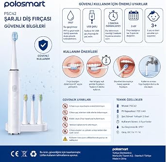 Polosmart Şarjlı Diş Fırçası - PSC42 3+1 başlık
