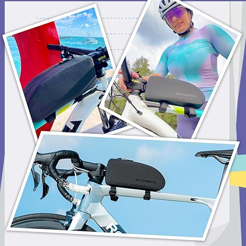 Miniatura 7 de ROCKBROS Bolsa de tubo superior para bicicleta, bolsa de marco frontal de bicicleta, bolsa impermeable para bicicleta, bolsa de teléfono para
