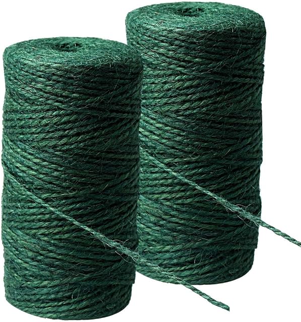 2 Rolls Green Hemp Garden Twine, Garden String Christmas Twine Natural Jute String for Gardening, Arts & Crafts, Total 200m/656ft