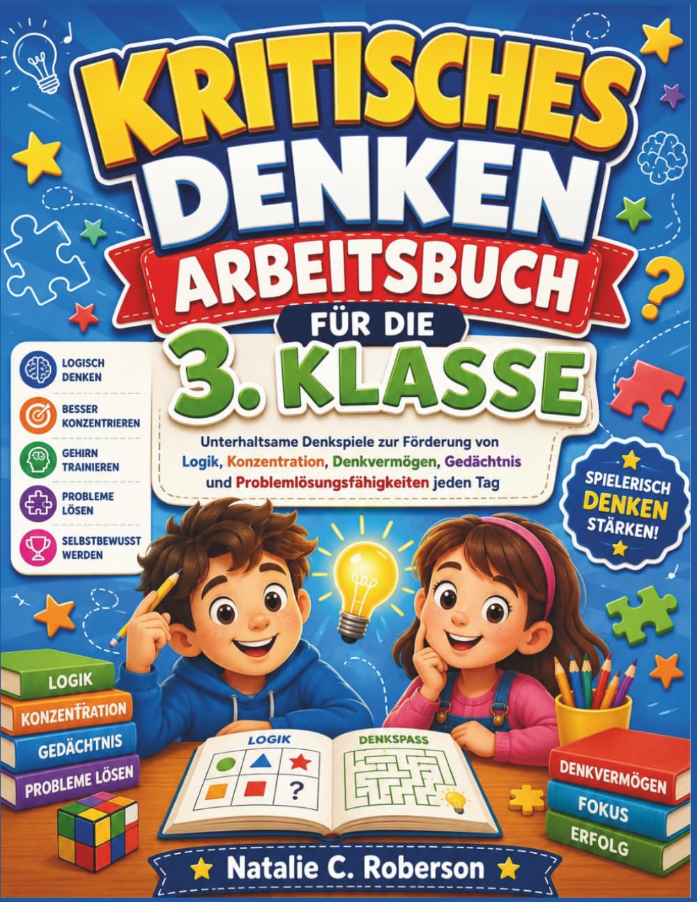 KRITISCHES DENKEN ARBEITSBUCH FÜR DIE 3. KLASSE: Unterhaltsame Denkspiele zur Förderung von Logik, Konzentration, Denkvermögen, Gedächtnis und Problemlösungsfähigkeiten jeden Tag