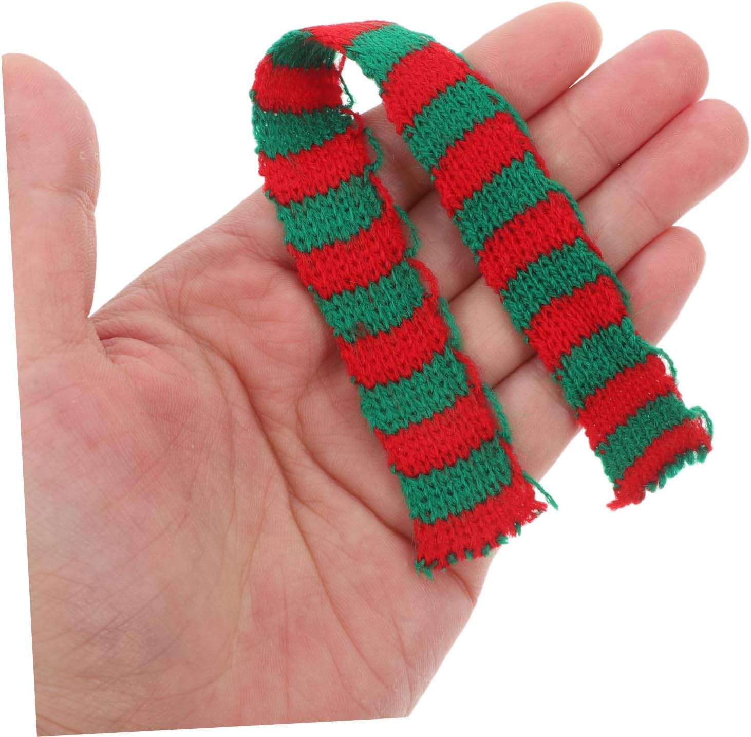 Mini Knitted Christmas Scarf Set 30Pcs Red Woolen Yarn Mini Scarves for Dolls Snowmen Holiday Decor and Seasonal Crafts