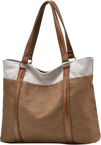 Womens Handbag Large Casual Canvas Tote Shoulder Bag Beach Bags for Shopping, Travel, Office, Work