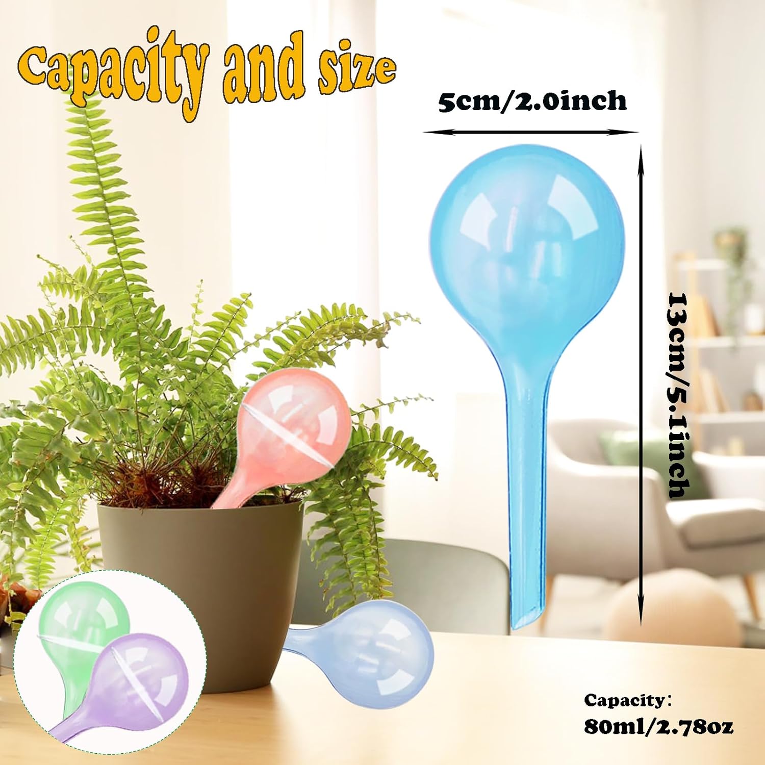 20 Pcs Plastic Plant Watering Globes,Self Watering Bulbs Ball,Garden Flower Water Automatic Device for Plant Indoor Outdoor,10 Colors,Small