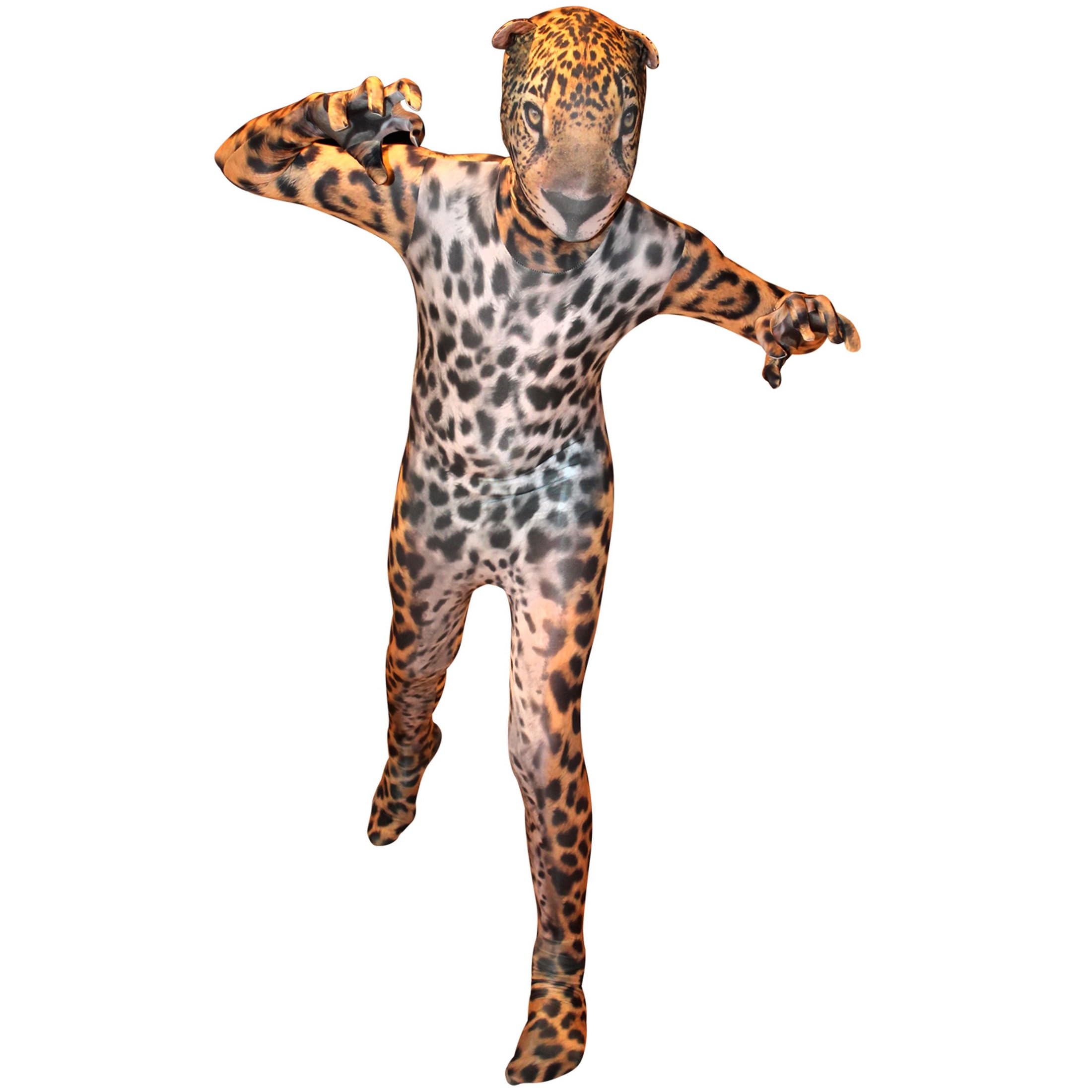 Morphsuits Costume Giaguaro Bambino, Tuta Halloween Bambino | Tuta Integrale con Stampa Maculata, Design Giaguaro Arancione, Perfetto per Halloween, Ideale per il Gioco di Ruolo