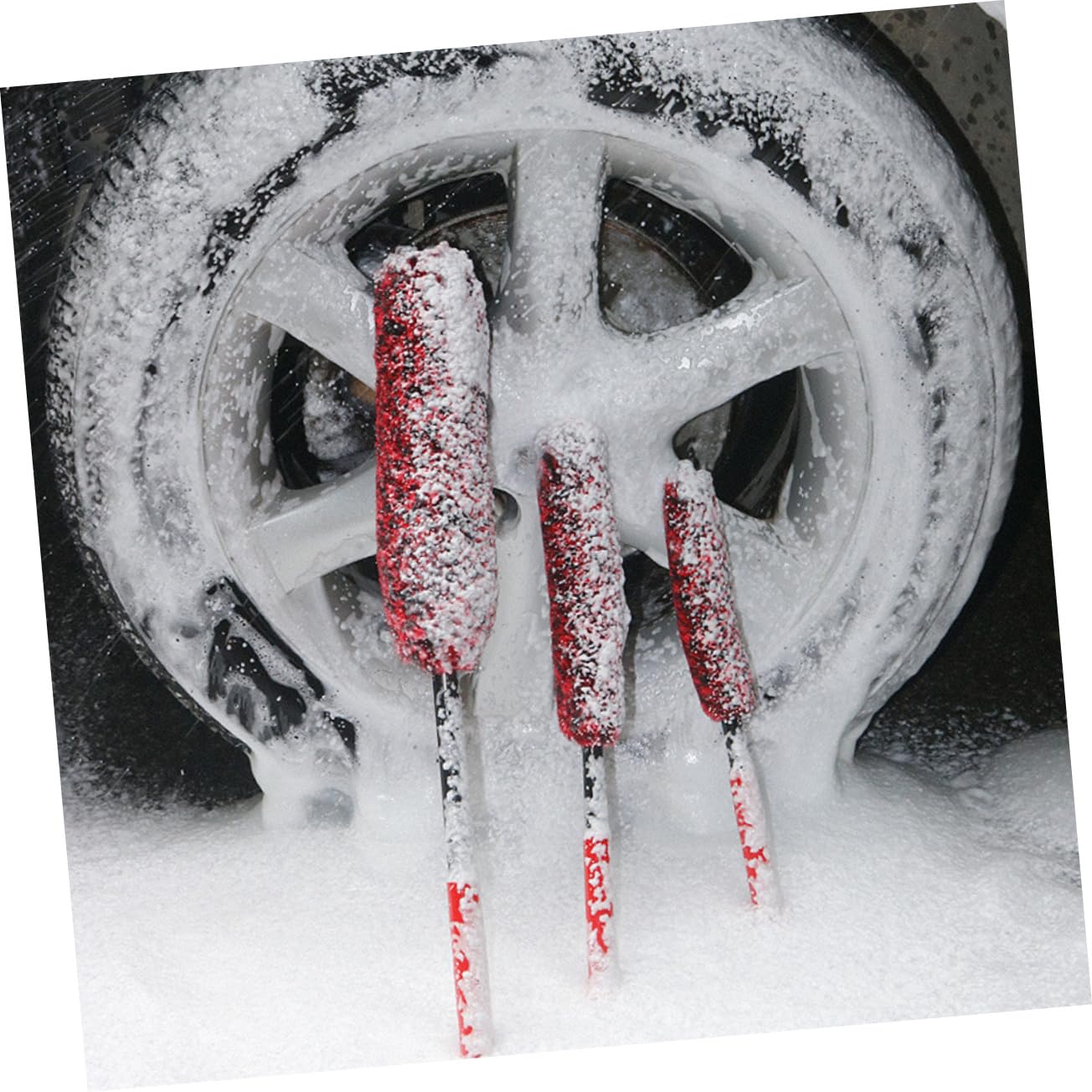 Mikinona Spazzole per Pneumatici in Fibra e Pom per Pulizia Ruote Auto Set 3 Spazzole Facili da Trasportare e Conservare per Detailing e Pulizia Precisa
