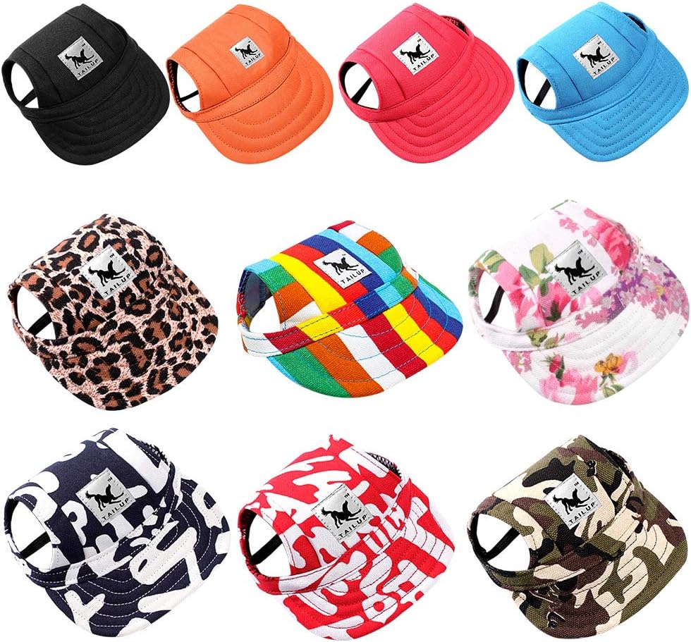 Happy Hours Dog Hat, Pet Baseball Cap/Dogs Sport Hat/Visor Cap with Ear Holes and Chin Strap for Dogs and Cats (Flowers, Size M) : Pet Supplies