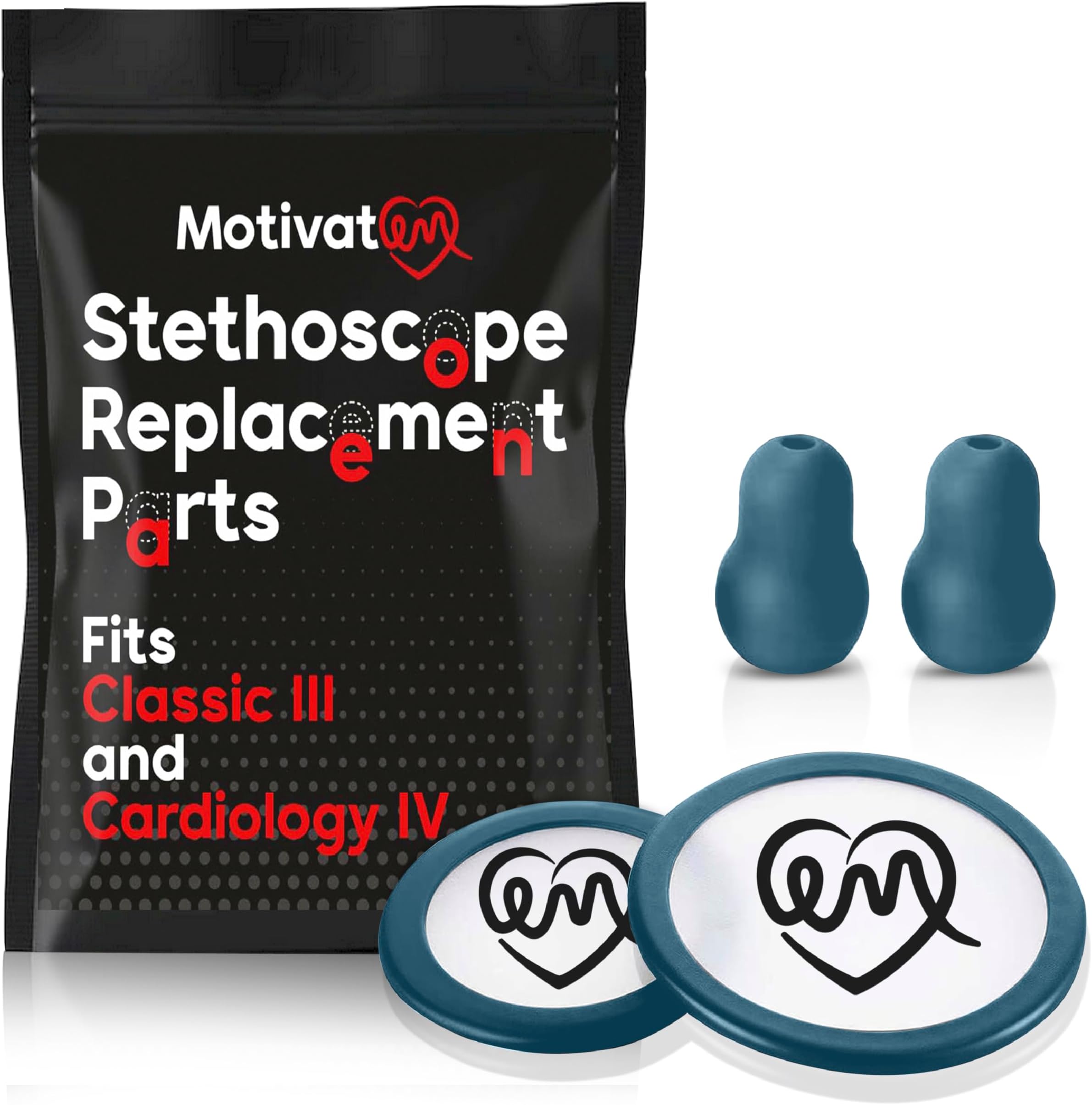 Stethoscope Replacement Part Kit for Littman Stethoscope Classic 3, Cardiology 3 & Cardiology 4 - Fits Classic III, Cardiology III & IV (Carribean Blue)