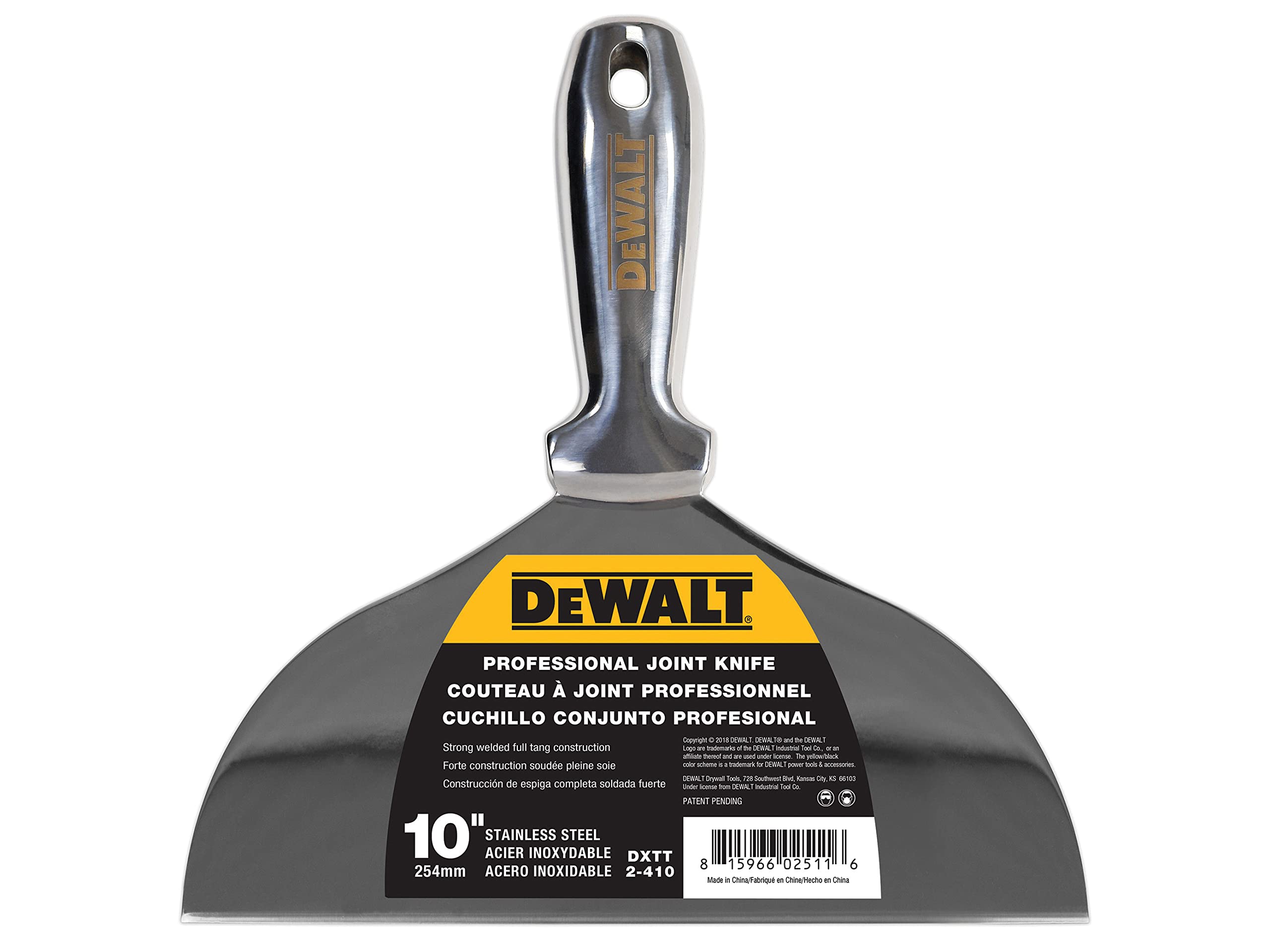 DeWALT Drywall Stainless Steel Jointing/Filling Knife 250mm (10in)