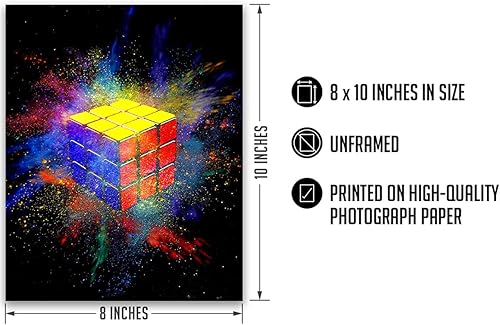 Miniatura 3 de Govivo Rubik's Cube Color Burst - Wall Art Decor Print con un fondo negro - ilustraciones sin marco impresas en papel fotográfico