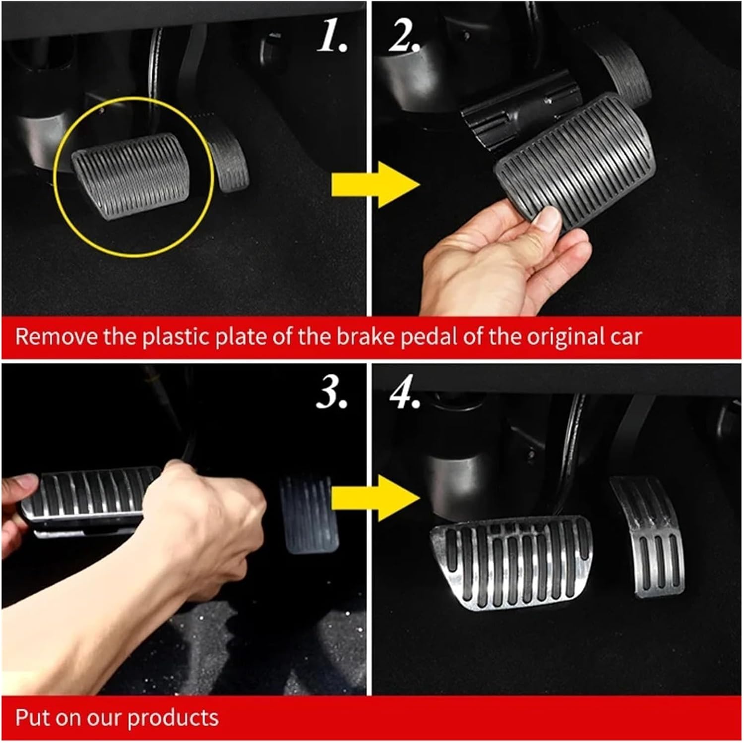 Compatible With Haval H6 2023 Big Dog Dargo 2020 2021 2022 Auto Stainless Steel Car Foot Pedals Fuel Brake Accelerator No Drilling Pedal Pad(2PCS Red AT)