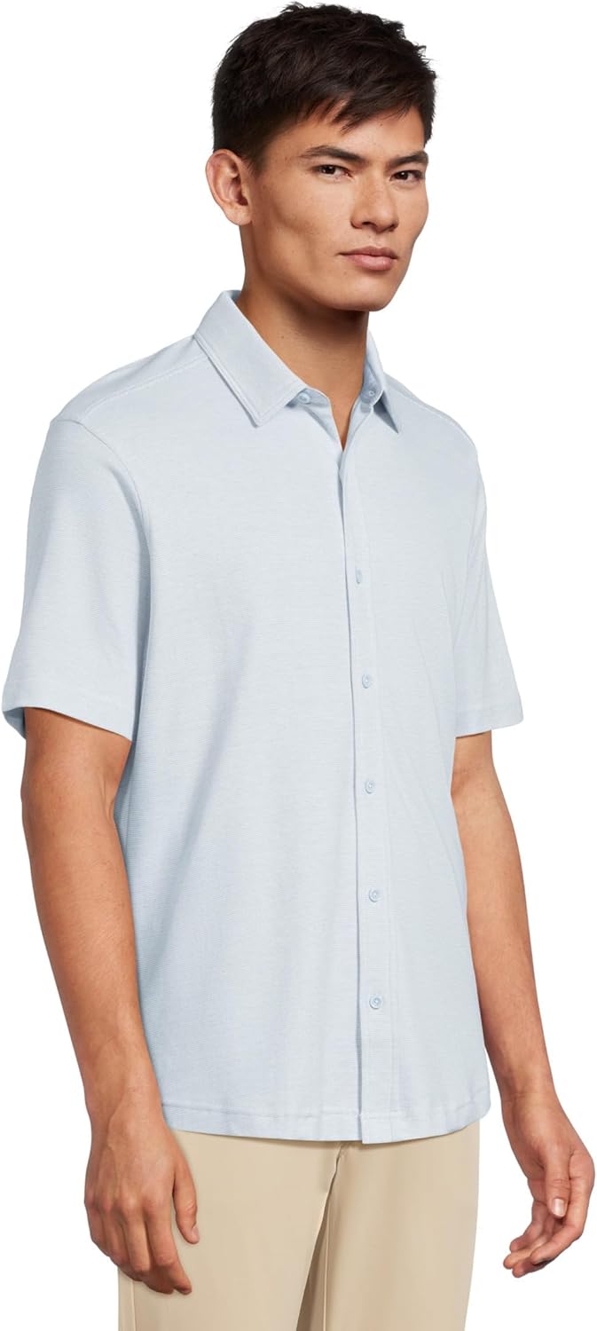 Johnston & Murphy Mens Short Sleeve J&m Flex Birdseye Button Front - Image 2