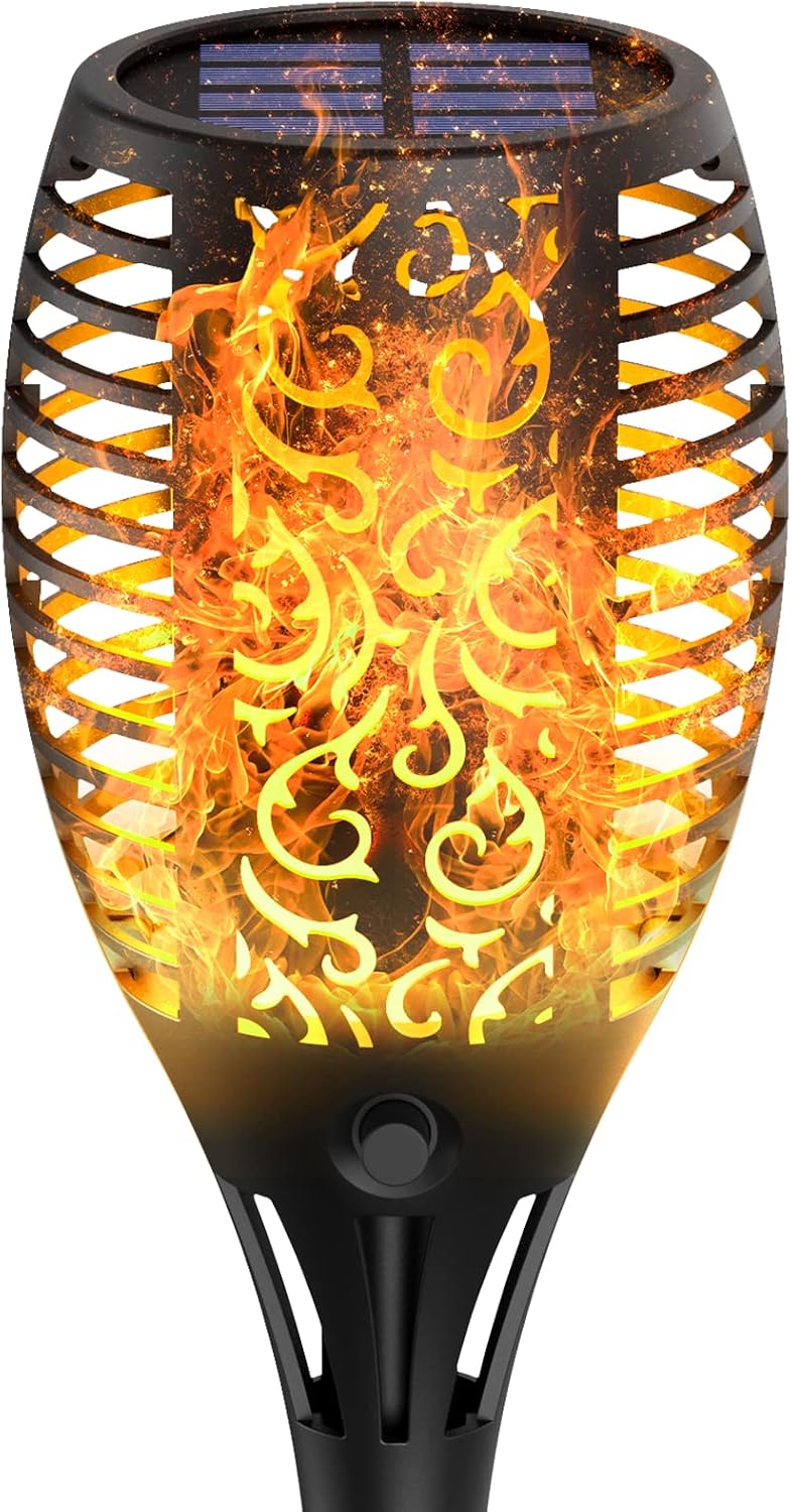 Ruyilam Solar Garden Lights Outdoor, 96LED Waterproof Solar Flickering Dancing Flame 31' Pathway Lights, Dusk to Dawn Auto On/Off for Garden/Yard/Driveway/Pathway