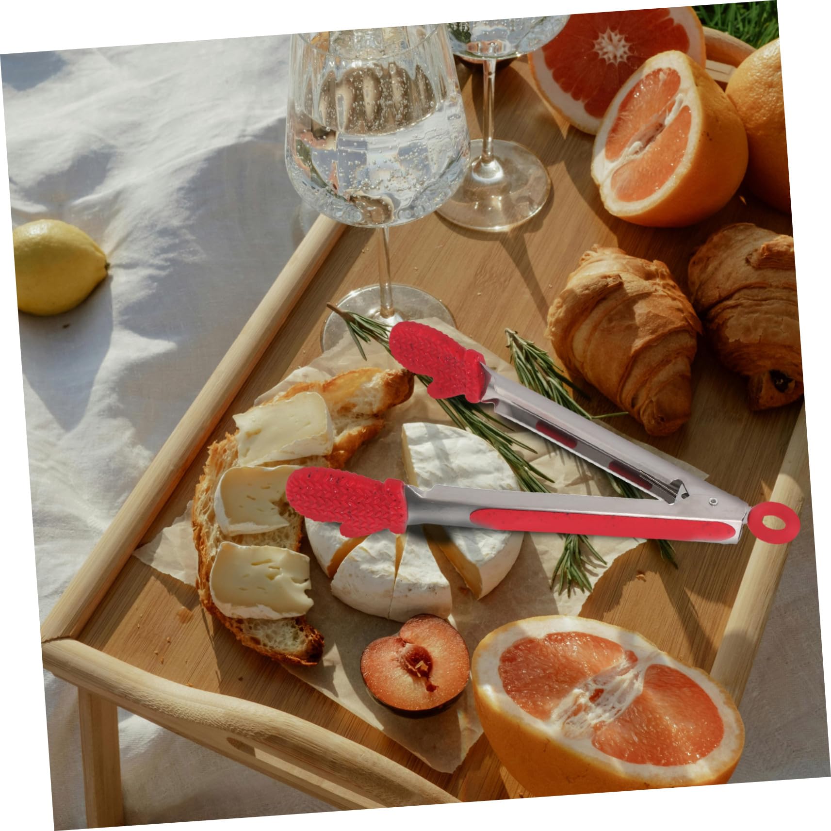 Pince de Cuisine Acier Inoxydable avec Silicone Décor Noël et Sécurisée pour Steak et Barbecue pour et Usage Quotidien
