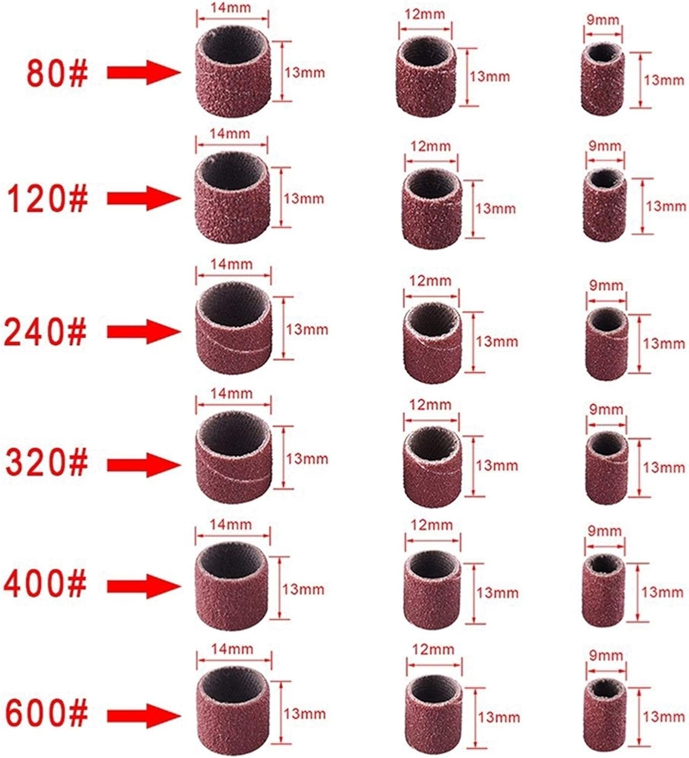 Abrasive polishing tools Drum Sander Set Including 360 Pieces Nail Sanding Band Sleeves And 24 Pieces Drum Mandrels For Rotary Tool 384 Pieces