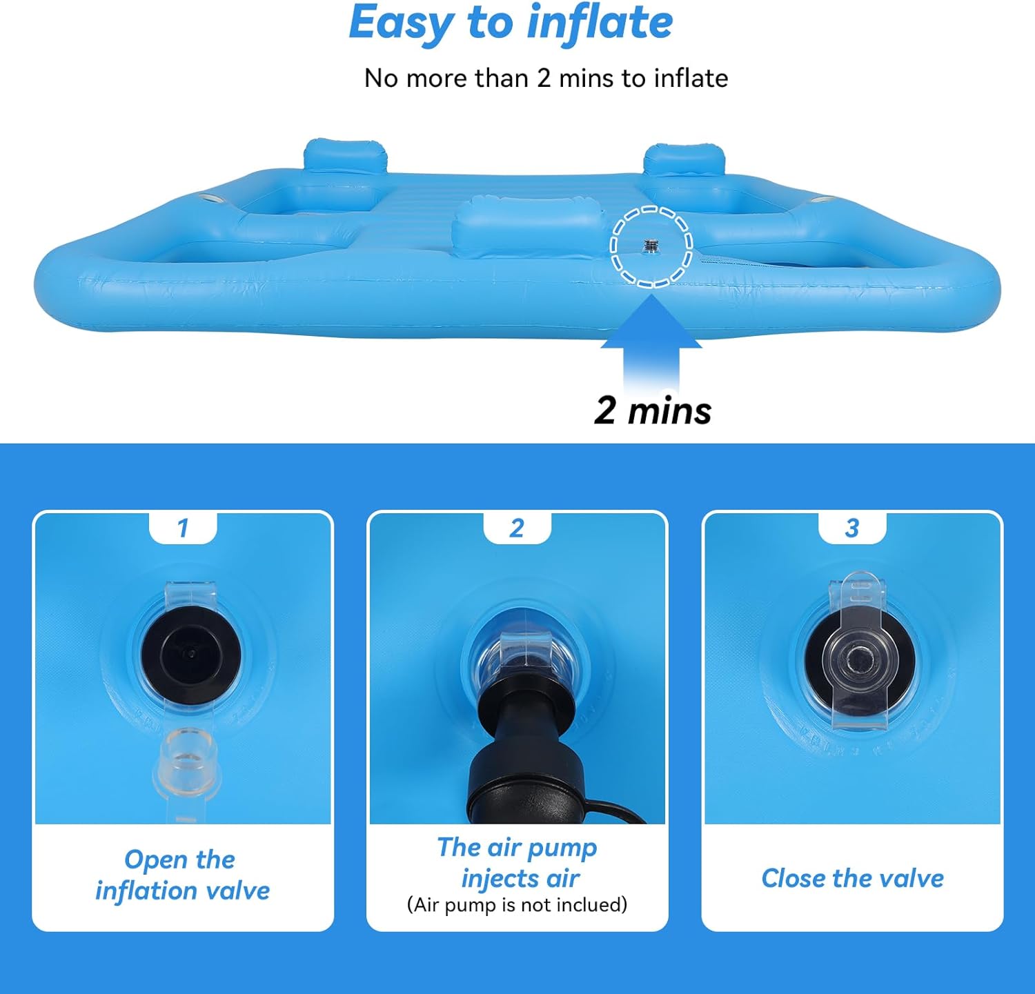 Inflatable Pool Floats Adult, Tanning Pool Lounger with Headrest and Cup Holder, Tanning Bed Floating Mat Raft for Backyard Swimming Pool Party
