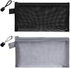 selcouth yyds 2 Pcs Pencil Case Large Capacity,Clear Pencil for Girls Boys Exams(Black/Gray