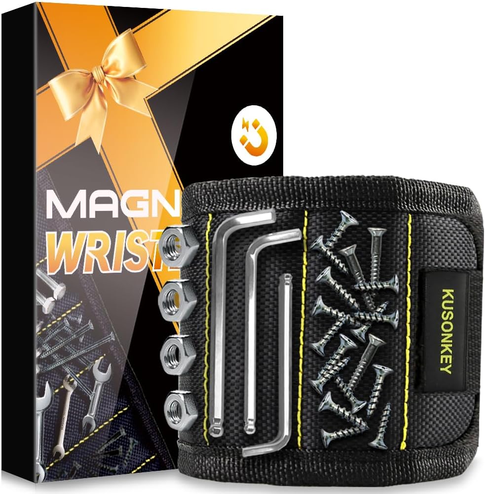 Fathers Day Dad Gifts from Daughter Son Wife,KUSONKEY Magnetic Wristband Tool Gift for Men Who have Everything,Wrist Magnetic Screw Holder with Strong Magnets for Holding Screws Tool for Electrician