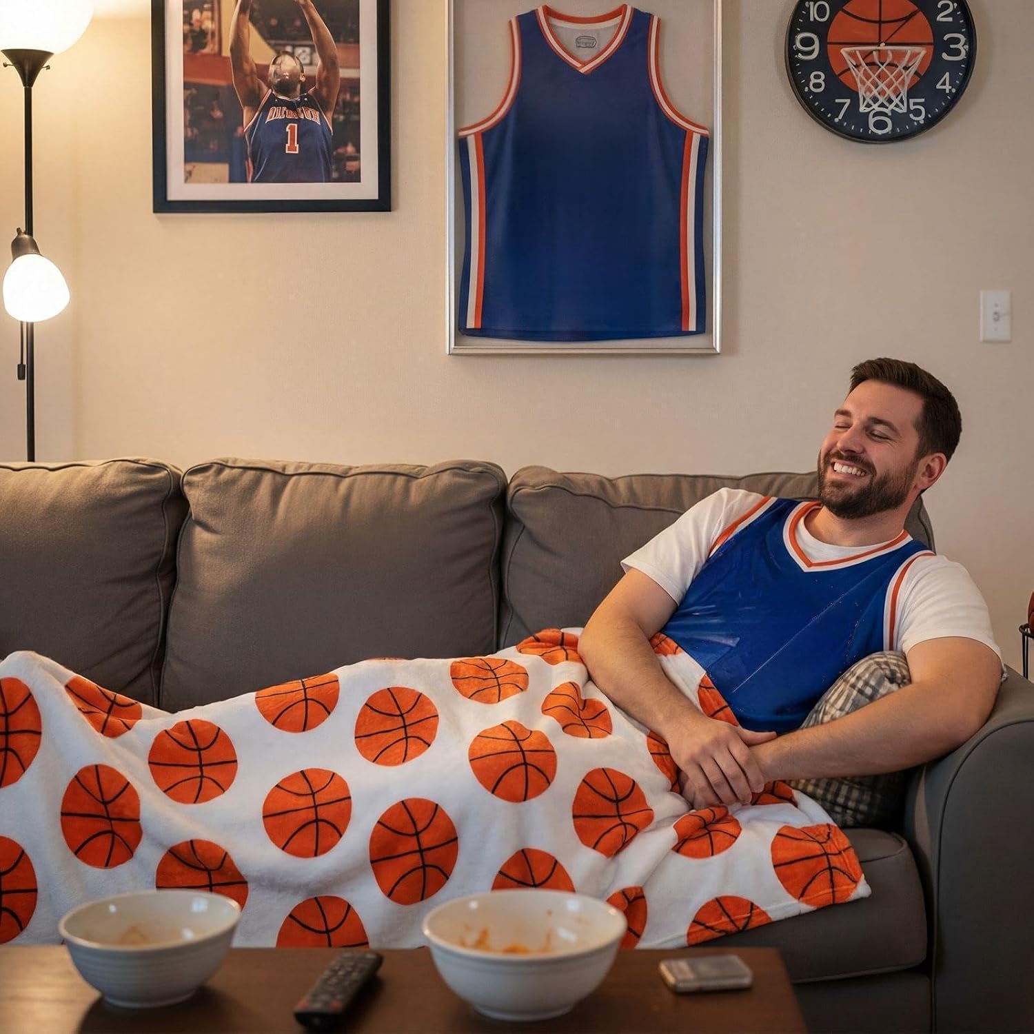 2 Pcs Basketball Blanket Set Gifts for Sport Lover Include 50 x 60 Inch Cute Soft Fluffy Cozy Throw and 14 Inch Basketball Pillow for Fans Sport Gifts Home Sofa Bed Couch Cushion Decor