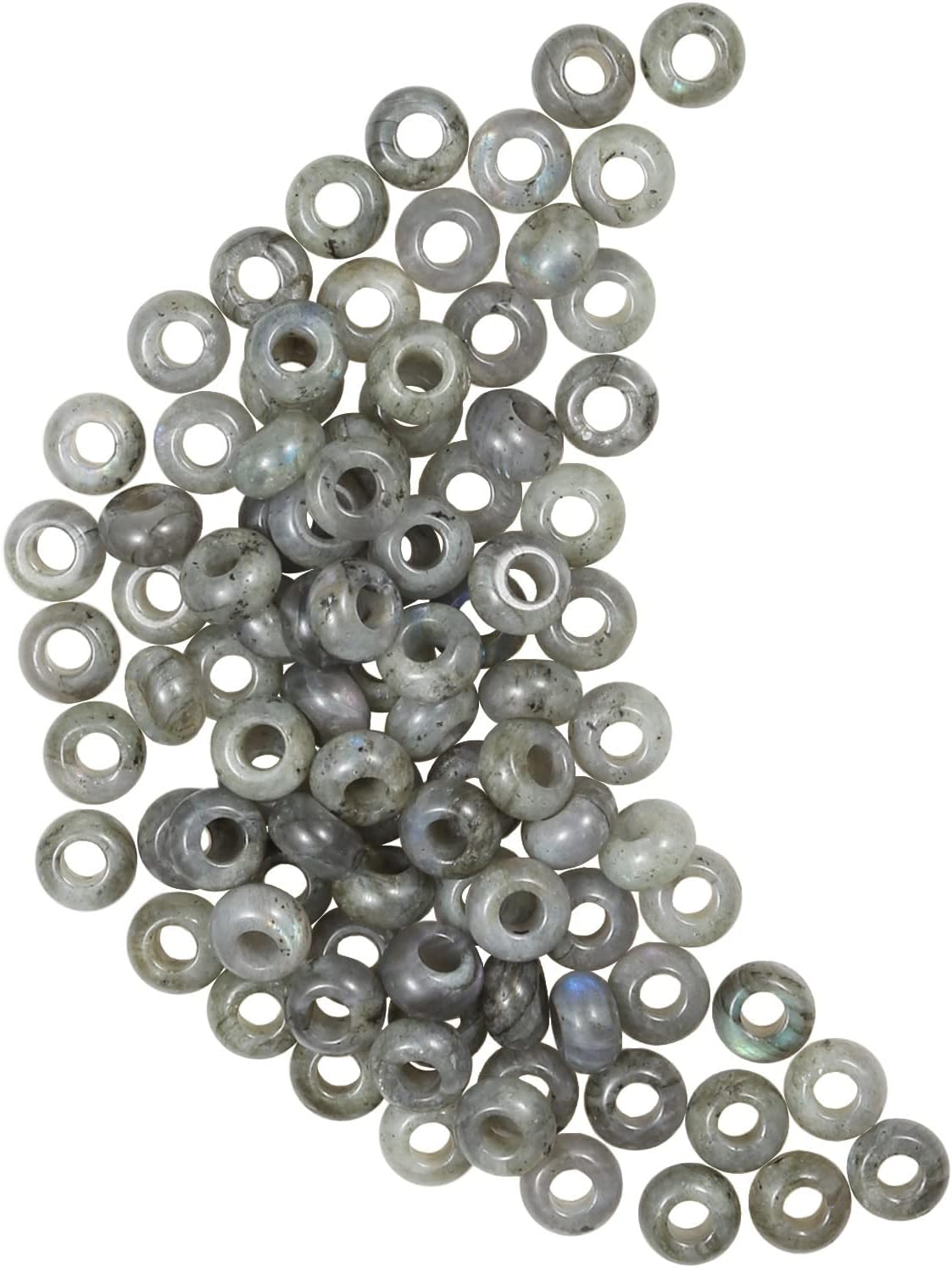 Amogeeli Big Hole Stone Beads Charms for Jewelry Making, Rondelle European Loose Beads Pack of 15