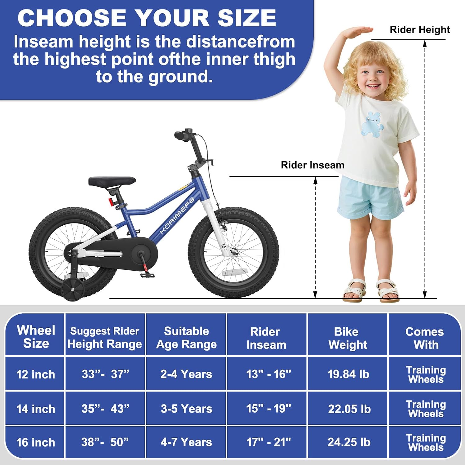KORIMEFA Kids BMX Bike with Training Wheel 12 14 16 Inch