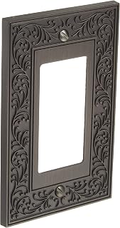 Amerelle 43RAN English Garden Wallplate, 1 Rocker, Cast Metal, Antique Nickel, 1-Pack