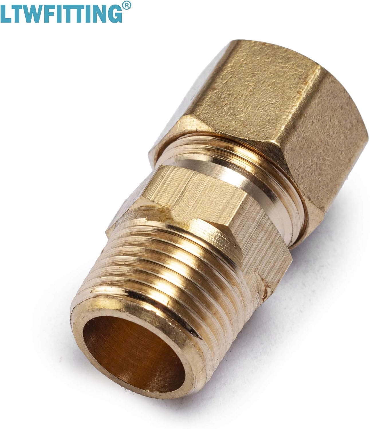 LTWFITTING Brass 1/2-Inch OD x 3/8-Inch Male NPT Compression Connector Fitting(Pack of 200)