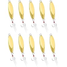 Fishing Spoons Fishing Lures Hard Metal Spinner Baits Reflective Casting Spoon Treble Hooks Jigs for Freshwater Saltwater,10 PCS with Box