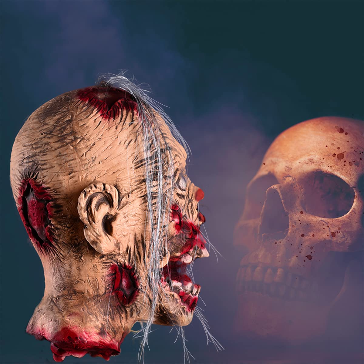 Scary Severed Zombie Head Decorations - Realistic Latex Halloween Props, 11 Inches, Bloody Haunted Party Decor