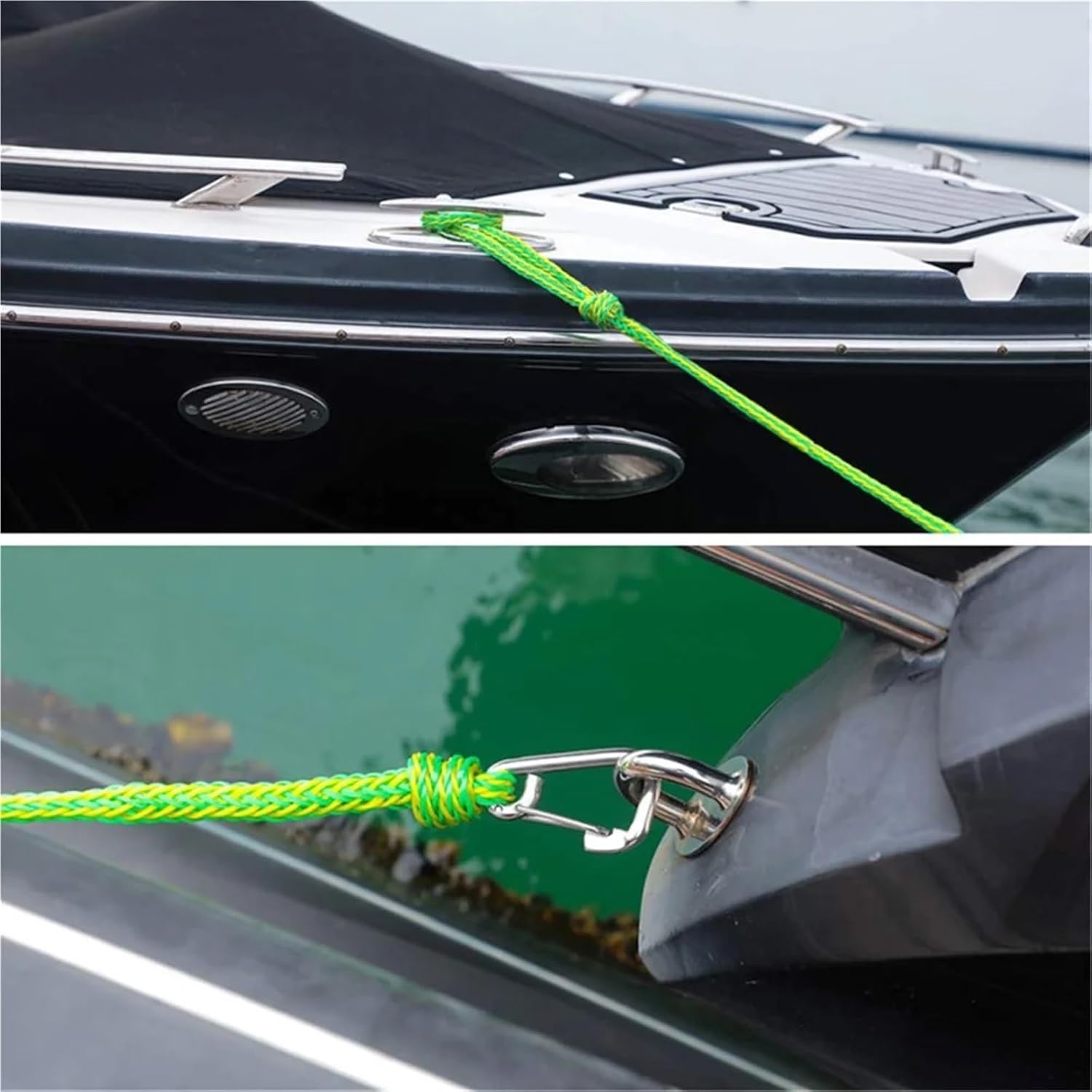 アンカーロープ、 マリンドックラインヘビーデューティ編組ラインマリンロープジェットスキー、水上バイクボート、イング、ステンレスクリッ