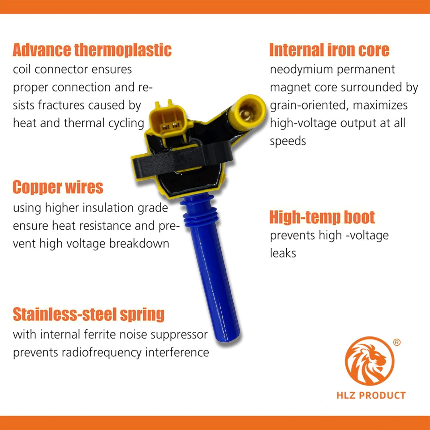 Pack of 8 HIGH PERFORMANCE Ignition Coils for Dodge 1500 2500 3500 for Durango for Magnum for Chrysler 300 V8 5.7L V8 5.7L 2003-2005 Replacement for UF378 IC508 C1414 56028394AC