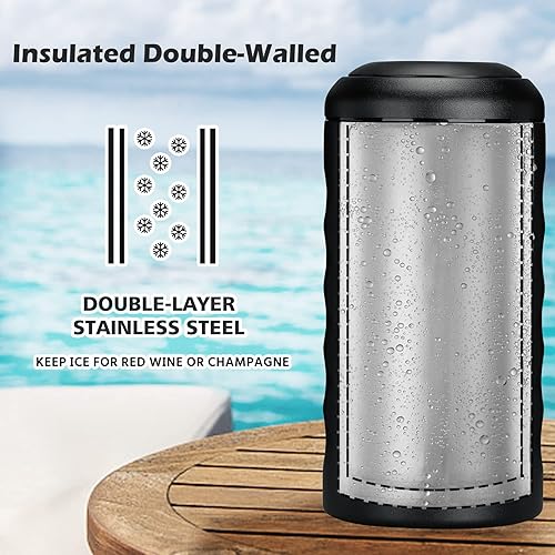 Miniatura 10 de Enfriador de vino de una sola botella de acero inoxidable con aislamiento térmico mantiene el vino frío hasta 6 horas, se adapta a la mayoría de