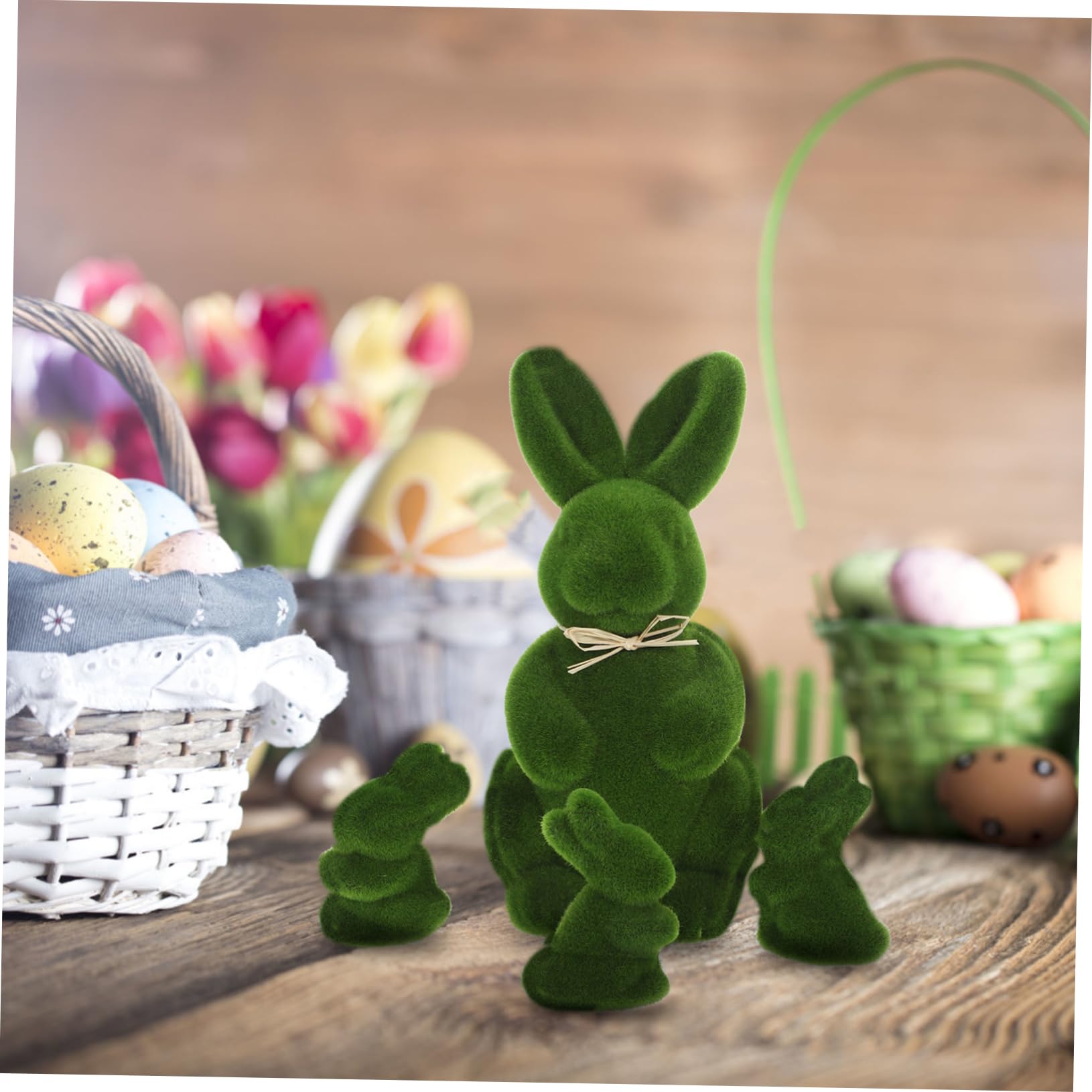 OUNONA 3 Ensembles Décorations De Lapin De Pâques Oreilles Statue De Lapin Rabbit Toys Décoration Pâques Décor De Lapin Floqué Décor De Pâques De Lapin Floqué Mousse Green 4 Pièces * 3