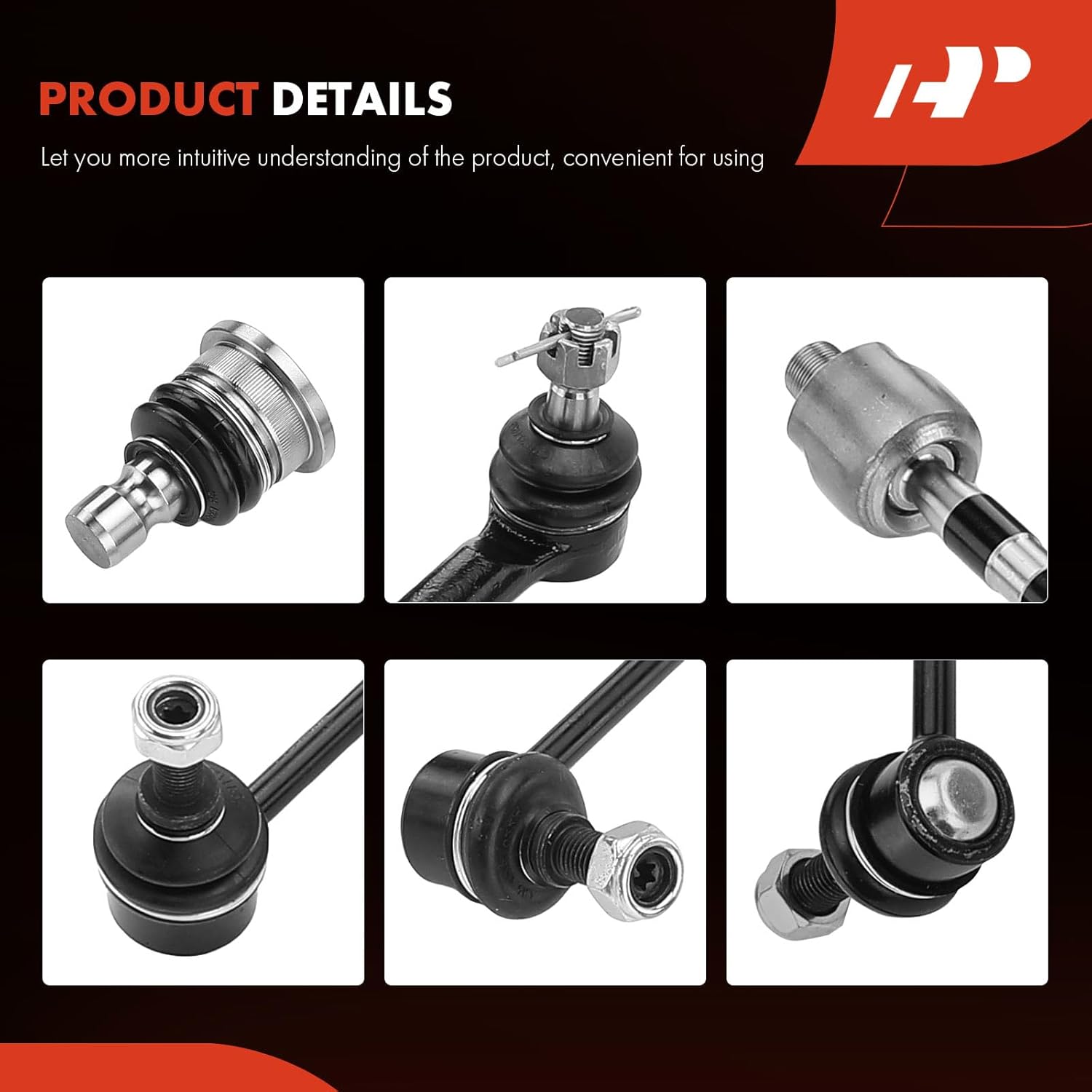 A-Premium Set of 10, Front Lower Ball Joint, Inner Outer Tie Rod End, Front & Rear Sway Bar Link, Compatible with Nissan Murano 2003-2004