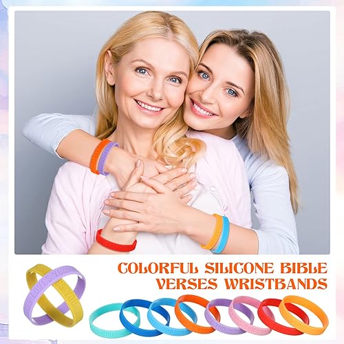 Miniatura 2 de Jerify 200 pulseras de silicona con texto en inglés "Jesus Loves You", pulseras cristianas a granel con versículos bíblicos, pulseras de goma