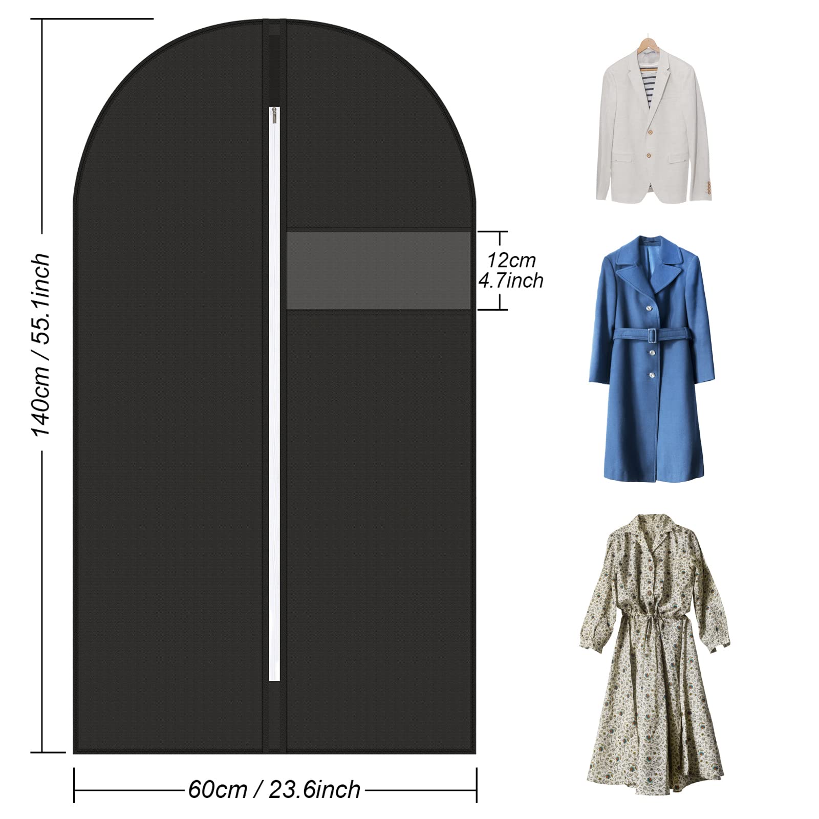 Sacchi Per Abiti Trasparenti 60x140 Cm - Set Di 5 Per Conservazione E Viaggi, Antipolvere E Traspiranti - Foto 5