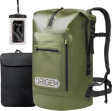 Origem Waterproof Backpack 35L-85L Dry Bag for Swimming (Green, 35L)