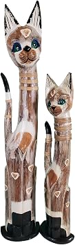 Assorted Wooden Cats with Varying Patterns Calico, Small & Medium 24 & 32 inch